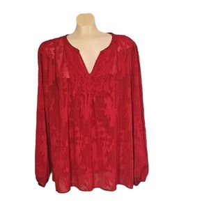 💚 Maurices Elegant Red Blouse, Size 2X